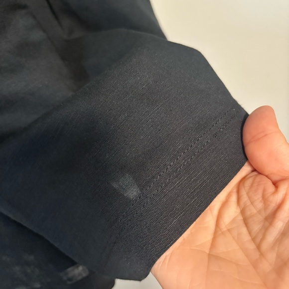 Parker NY Black Linen High Neck Sleeveless Back Tie Pleated Shorts Romper NWT - Picture 6 of 9